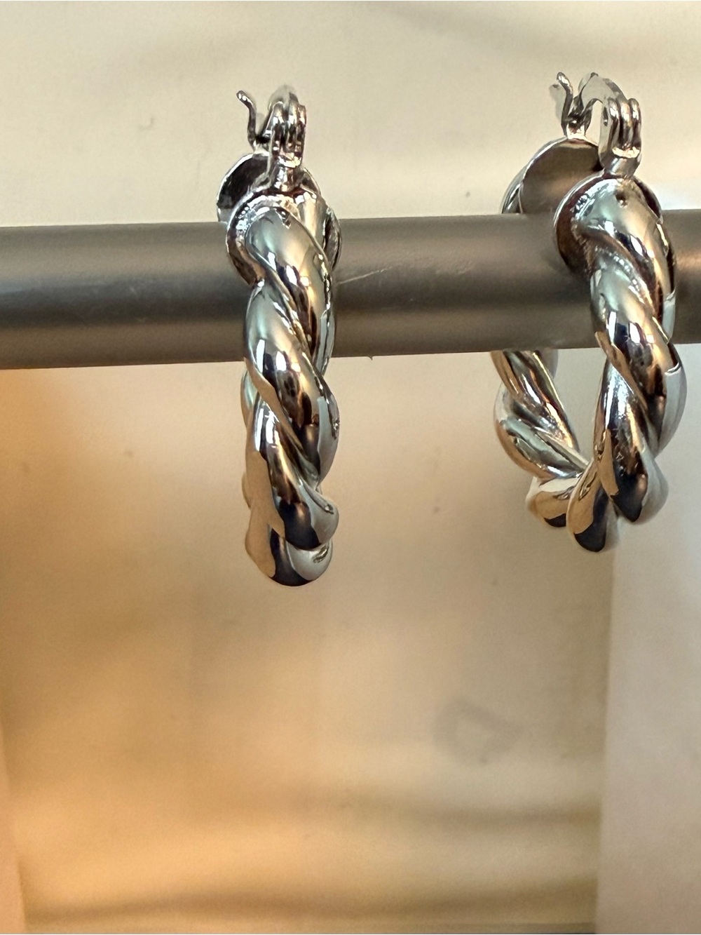 Silver-Tone Twisted Hoop Earrings